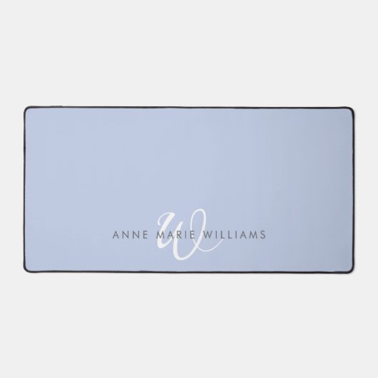 Monogramme de script bleu blanc moderne (Recto)