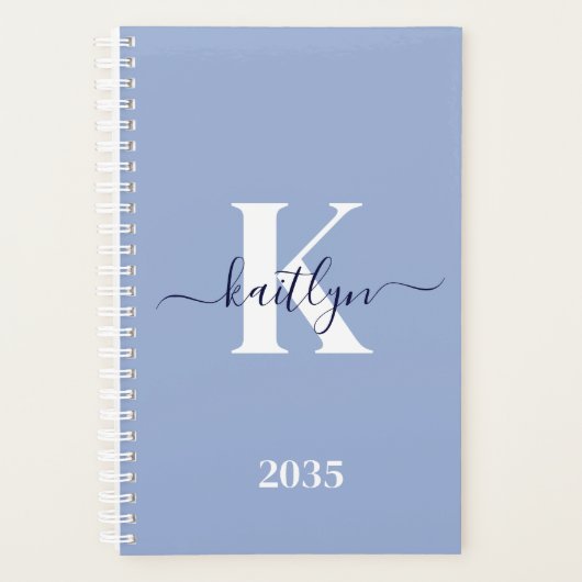 Monogramme de script bleu moderne (Devant)