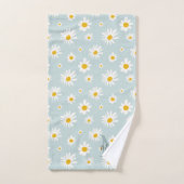 Monogramme de script chic minimal daisy sarcelle (Serviette à main)