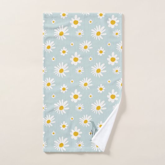 Monogramme de script chic minimal daisy sarcelle (Serviette à main)