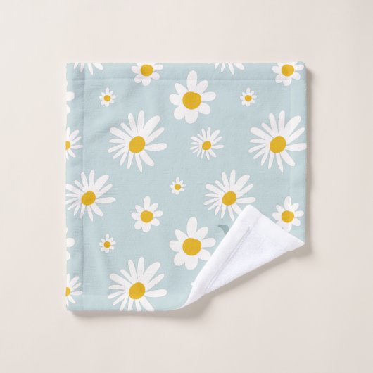 Monogramme de script chic minimal daisy sarcelle (Gant de toilette)