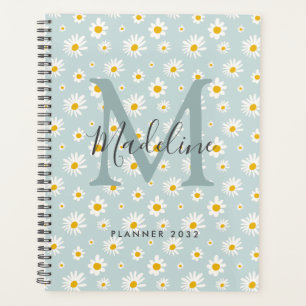 Monogramme de script chic minimal daisy sarcelle