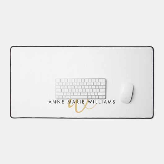 Monogramme de script en or blanc moderne (Clavier et souris)