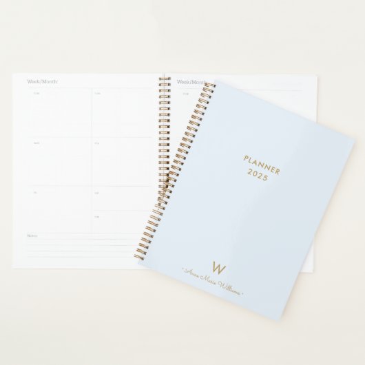 Monogramme de script en or bleu clair moderne (Devant avec enveloppe)