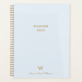 Monogramme de script en or bleu clair moderne (Devant)