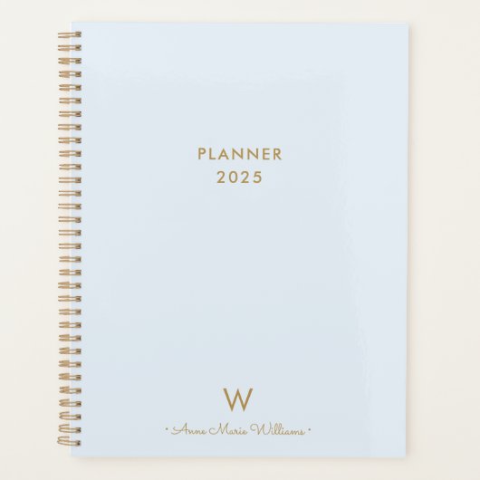 Monogramme de script en or bleu clair moderne (Devant)
