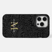 Monogramme de script floral élégant noir or (Verso Horizontal)