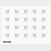 Monogramme de script moderne Étiquette noir blanc (Feuille)