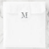 Monogramme de script moderne Étiquette noir blanc (Sac)