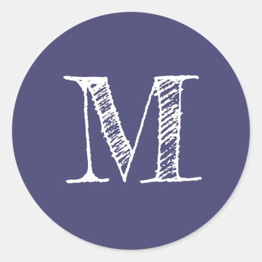 Monogramme de script moderne Premier Étiquette ble (Devant)