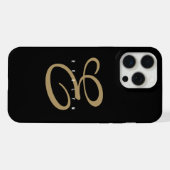 Monogramme de script noir et or chic (Verso Horizontal)
