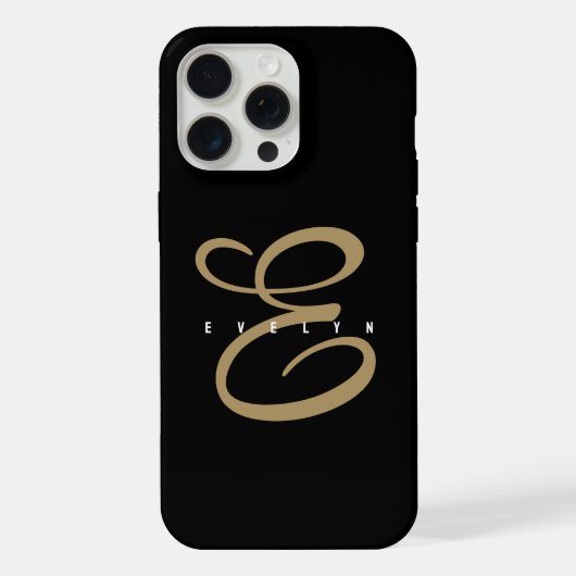 Monogramme de script noir et or chic (Verso)