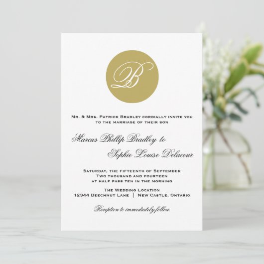 Monogramme de script or Faire-part de mariage form (Debout devant)