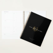 Monogramme de script or noir moderne (Devant avec enveloppe)