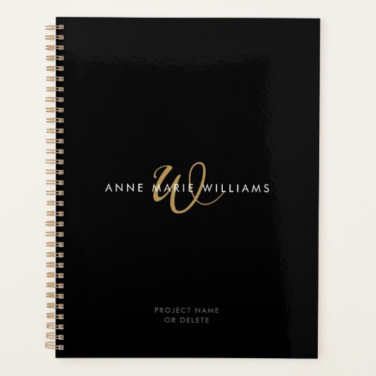 Monogramme de script or noir moderne (Devant)