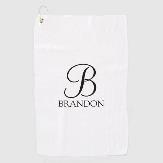 Monogramme de script personnalisé et nom serviette (Devant)