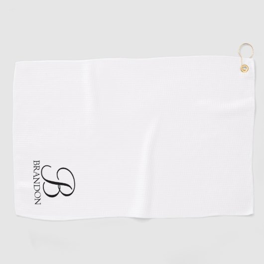 Monogramme de script personnalisé et nom serviette (Horizontal)