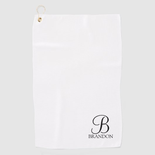 Monogramme de script personnalisé et nom serviette (Devant)