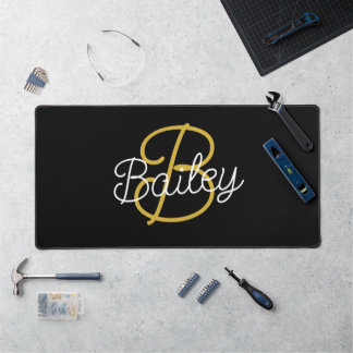 Monogramme de script rétro noir et or simple