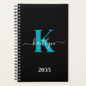 Monogramme de script sarcelle noir moderne (Devant)