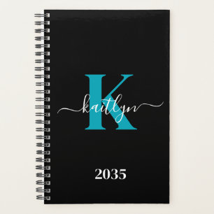 Monogramme de script sarcelle noir moderne