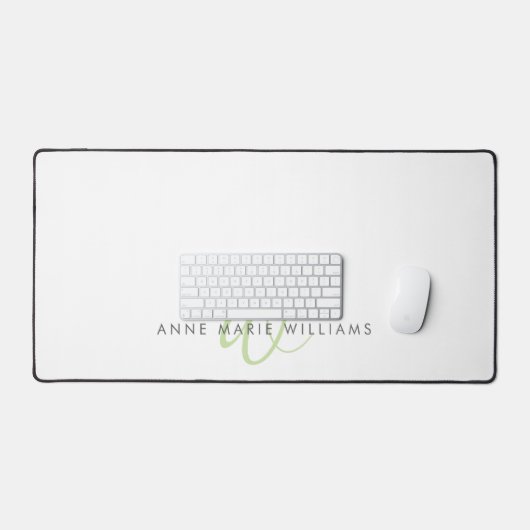Monogramme de script vert clair moderne (Clavier et souris)