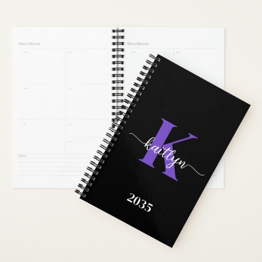Monogramme de script violet noir (Devant avec enveloppe)