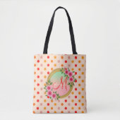 Monogramme de servante rose Floral Nom Sac fourre- (Devant)