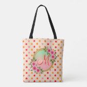 Monogramme de servante rose Floral Nom Sac fourre- (Dos)