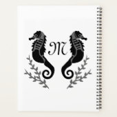 Monogramme de silhouette de cheval de mer noir (Dos)