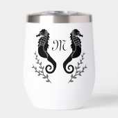 Monogramme de silhouette de cheval de mer noir (Avant)
