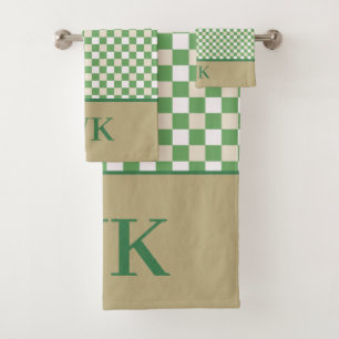 Monogramme de spa à carreaux vert chic
