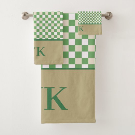 Monogramme de spa à carreaux vert chic (En situation)