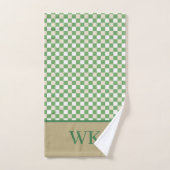 Monogramme de spa à carreaux vert chic (Serviette à main)