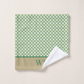 Monogramme de spa à carreaux vert chic (Gant de toilette)