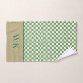 Monogramme de spa à carreaux vert chic (Serviette à main)