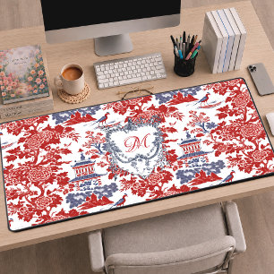 Monogramme de style Delft rouge bleu vintage et ch