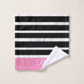Monogramme de style marbre noir et rose (Gant de toilette)