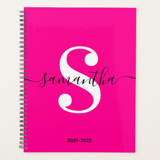Monogramme de style moderne magenta noir et blanc (Devant)