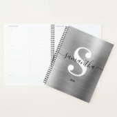 Monogramme de style moderne noir blanc et argent (Devant avec enveloppe)