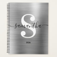 Monogramme de style moderne noir blanc et argent