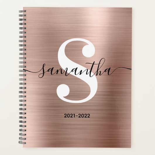 Monogramme de style moderne or rose blanc noir (Devant)