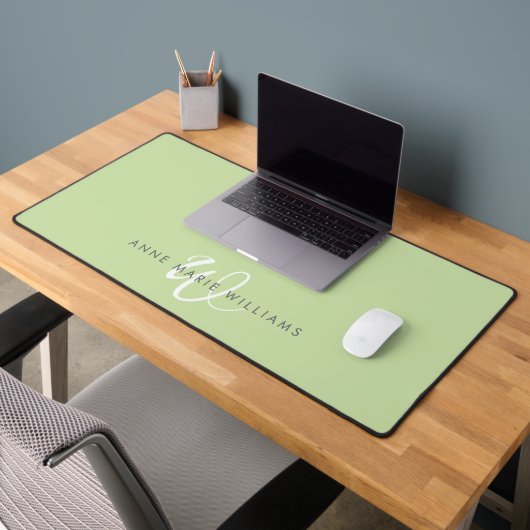 Monogramme de style moderne vert clair blanc (Bureau 2)