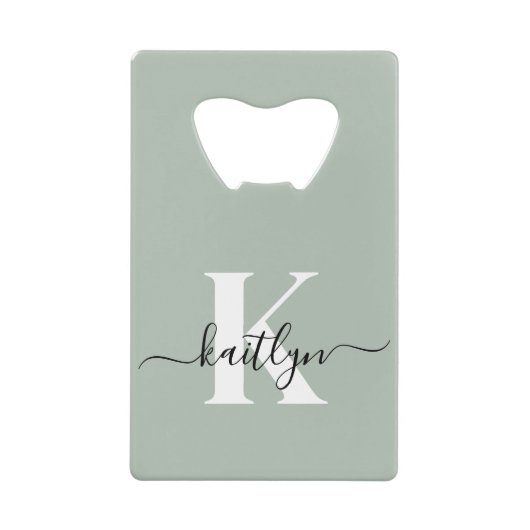 Monogramme de style moderne vert sauge (Devant)