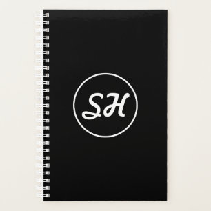Monogramme de style rétro-moderne cool Noir et b