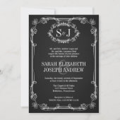 Monogramme de tableau noir Invitations de mariage (Devant)