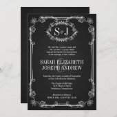 Monogramme de tableau noir Invitations de mariage (Devant / Derrière)