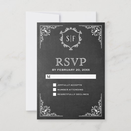 Monogramme de tableau noir RSVP (Devant)