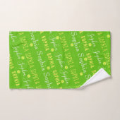 Monogramme de tennis Nom répétitif Vert Jaune (Serviette à main)