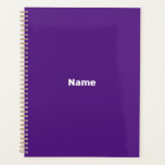 Monogramme de texte personnalisé minimaliste viole<br><div class="desc">Planneur personnalisé minimaliste violet violet année,  nom,  texte,  initiales ou monogramme personnalisé Planner. Texte blanc personnalisé sur l'arrière - plan couleur unie violet.</div>